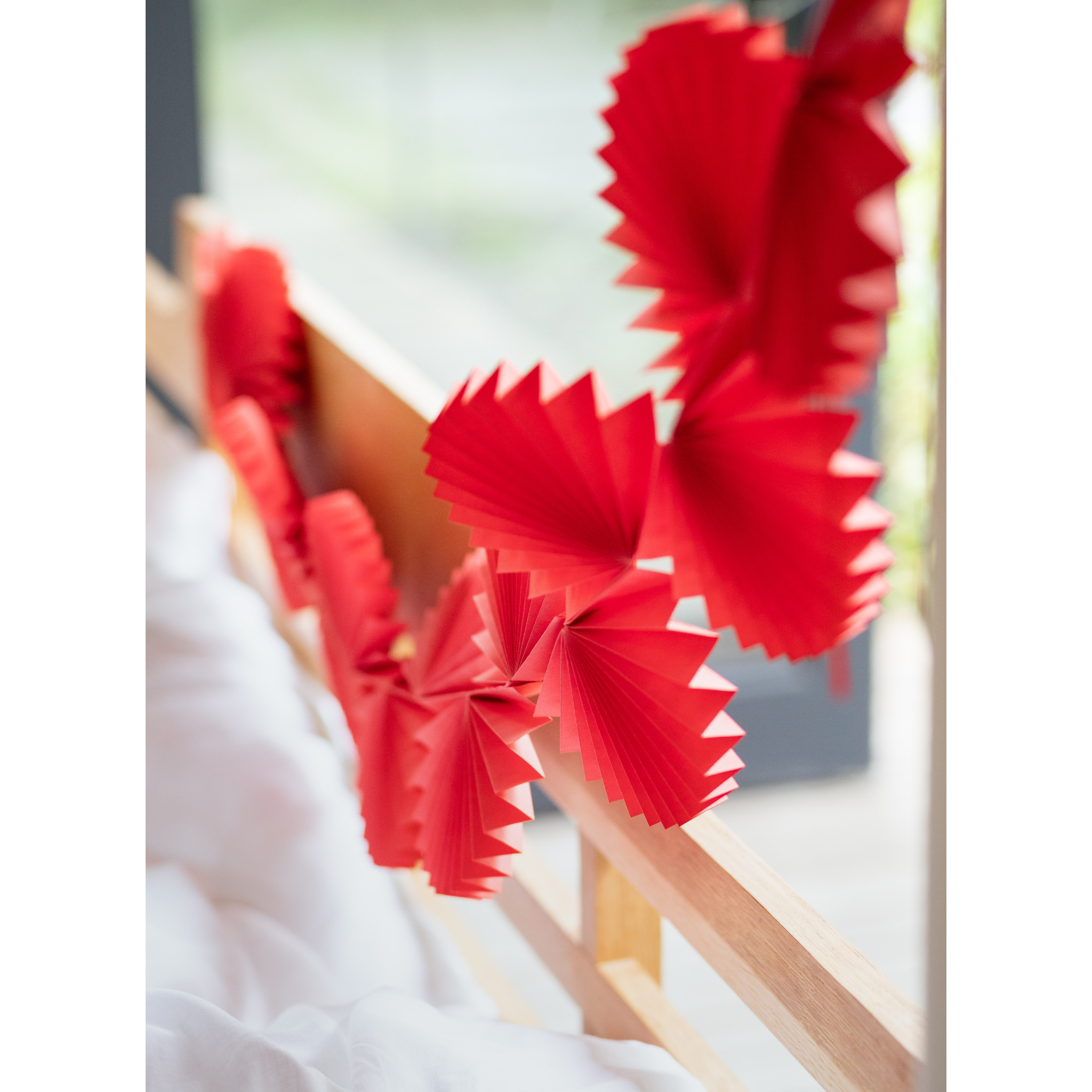 Red Honeycomb Fan Garland, Red