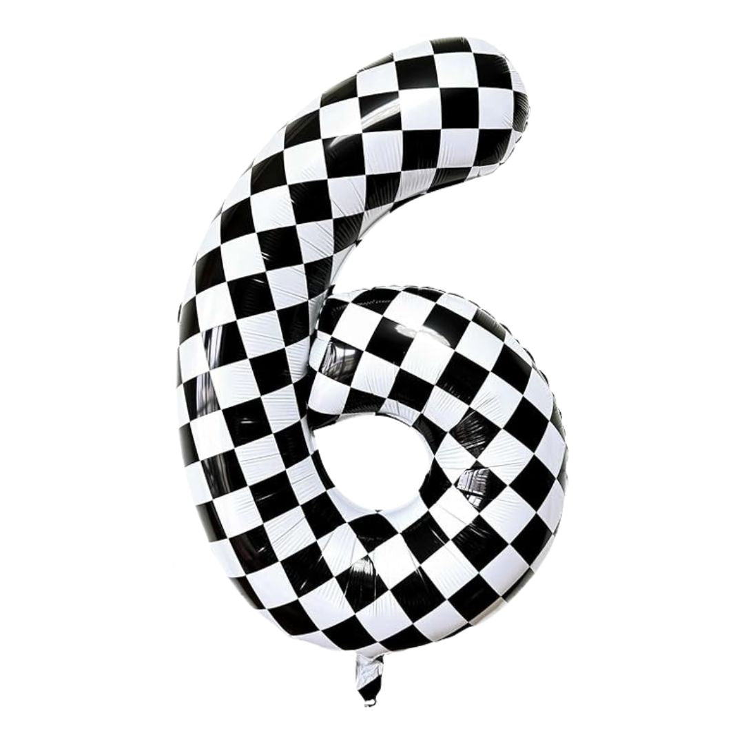 Checkered Number 1 Foil Balloon, Black & White