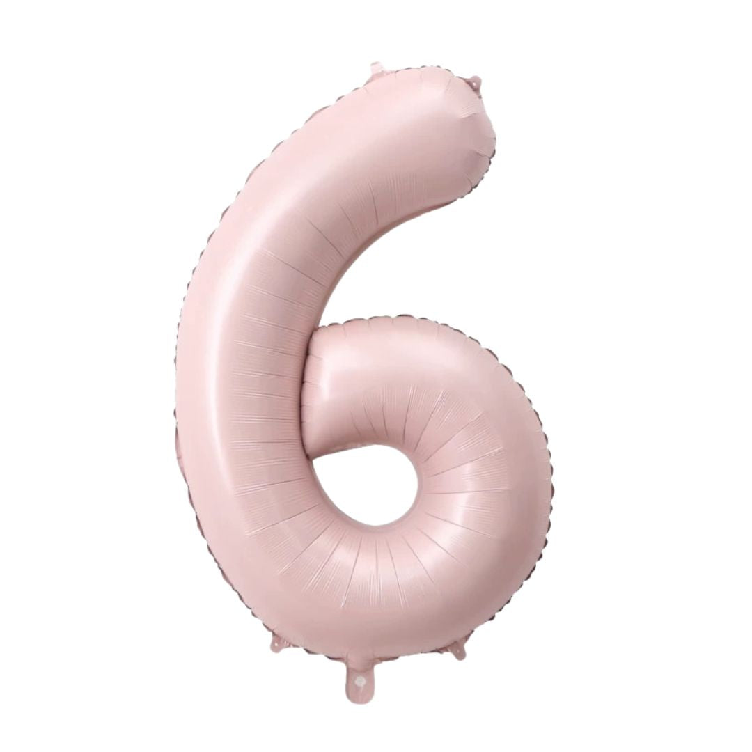 Large Number 6 Foil Balloon, Matt Pink