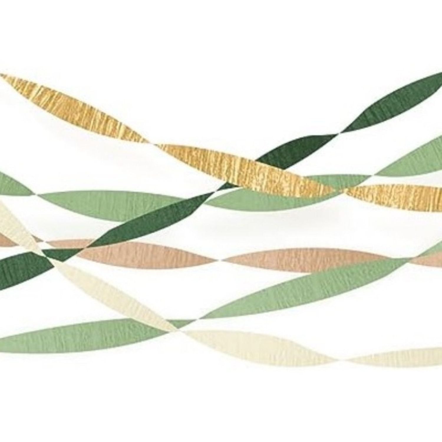 Green, Gold and Bronze Crepe Paper Streamers (set of 5)