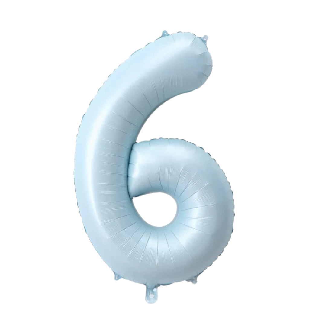 Large Number 6 Foil Balloon, Matt Blue