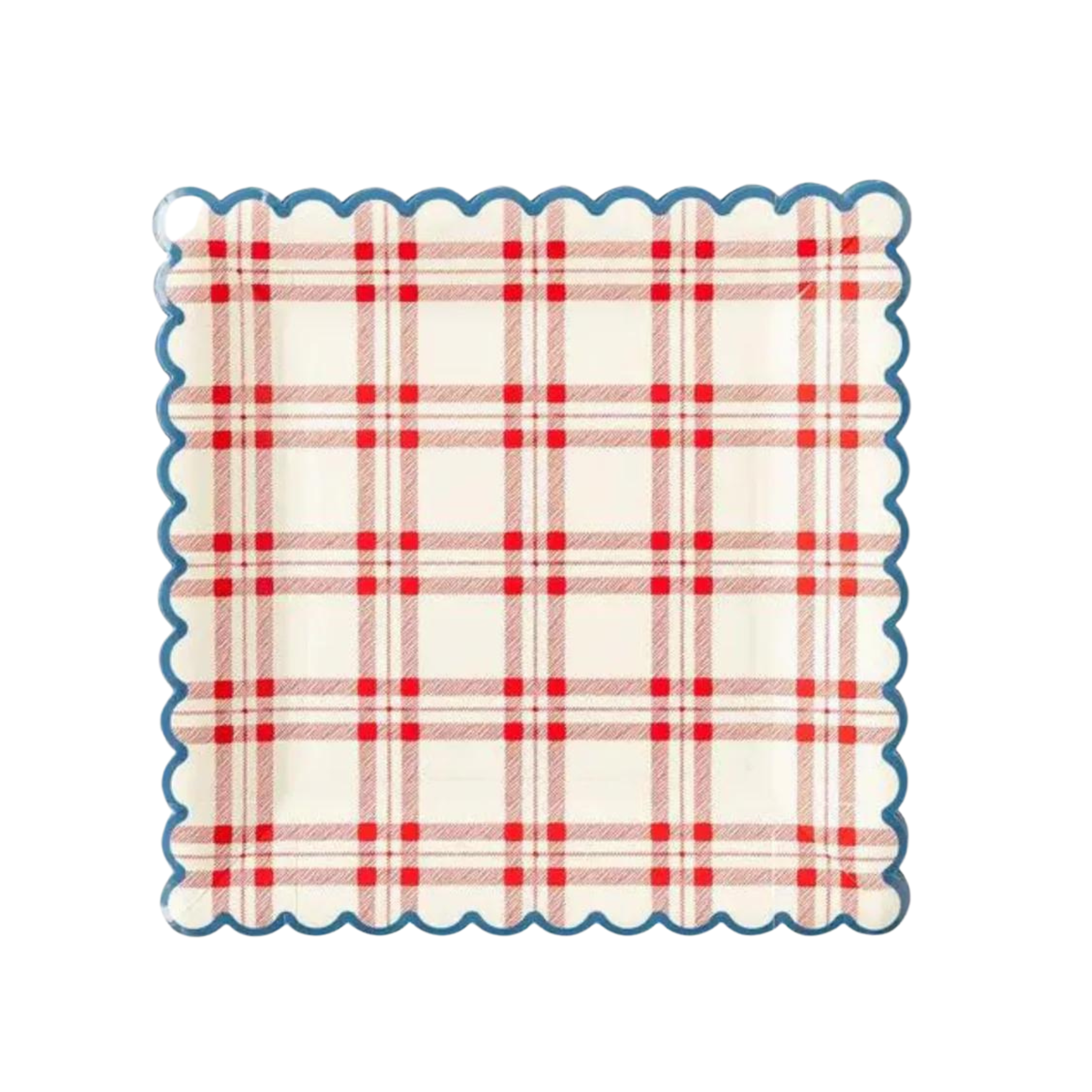 Scalloped Gingham Plates (set of 12)