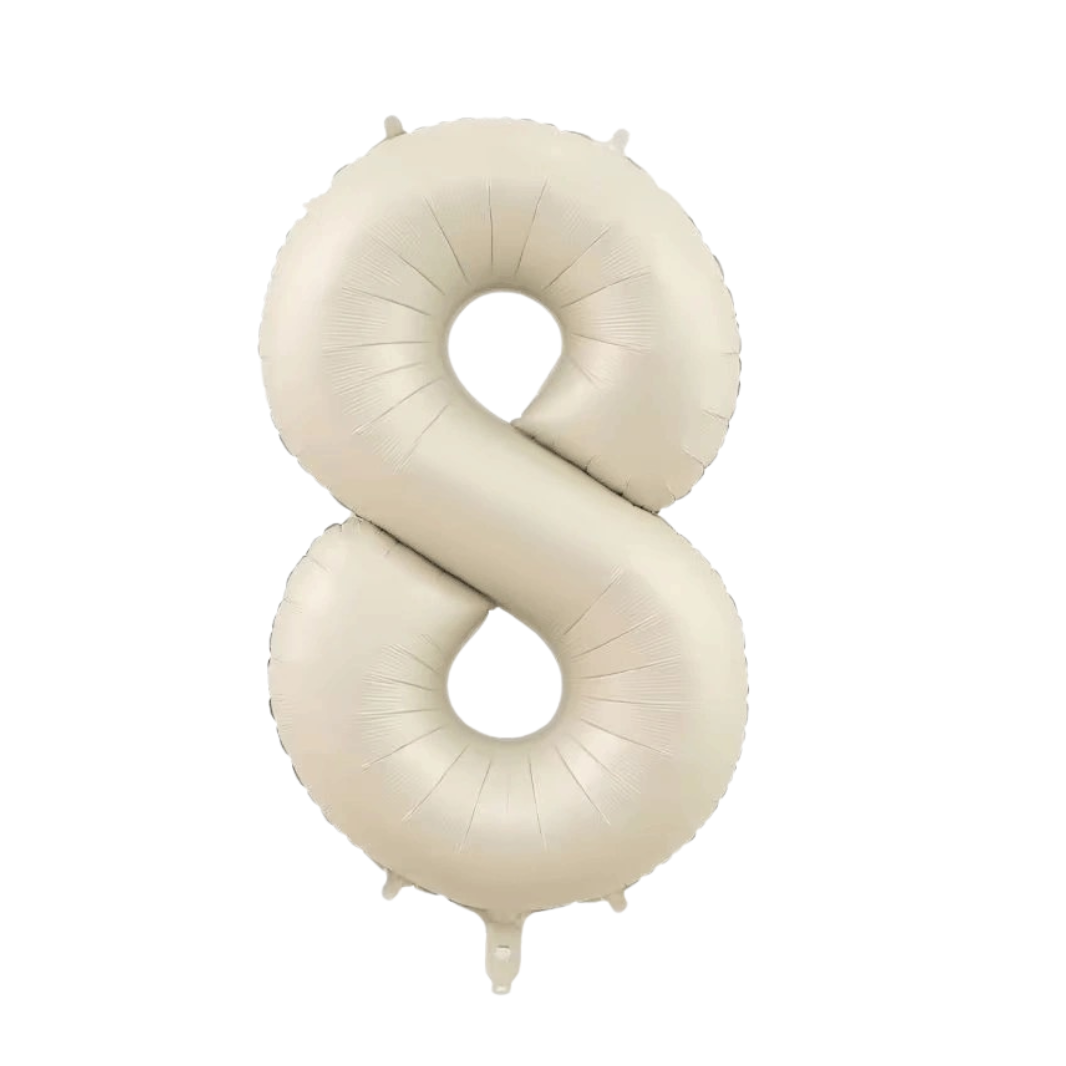 Large Number 8 Foil Balloon, Matt White