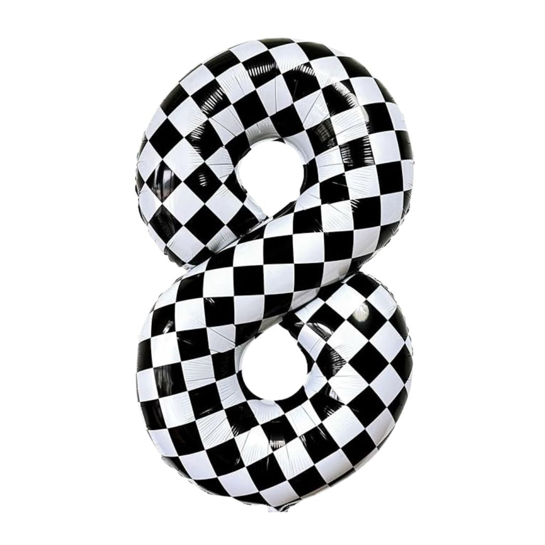 Checkered Number 1 Foil Balloon, Black & White