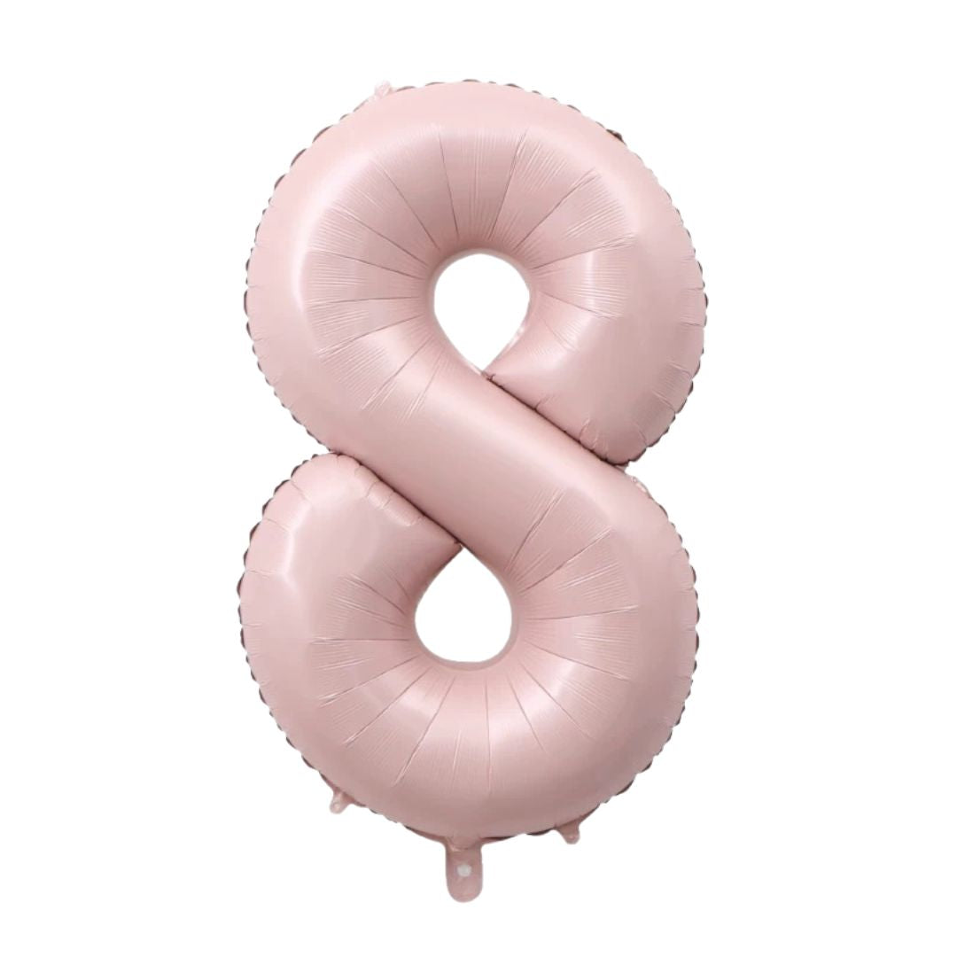 Large Number 8 Foil Balloon, Matt Pink