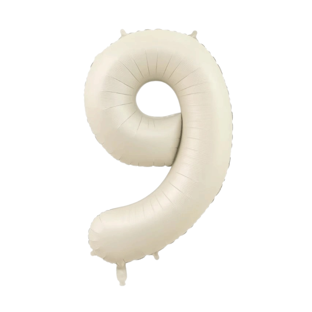 Large Number 9 Foil Balloon, Matt White