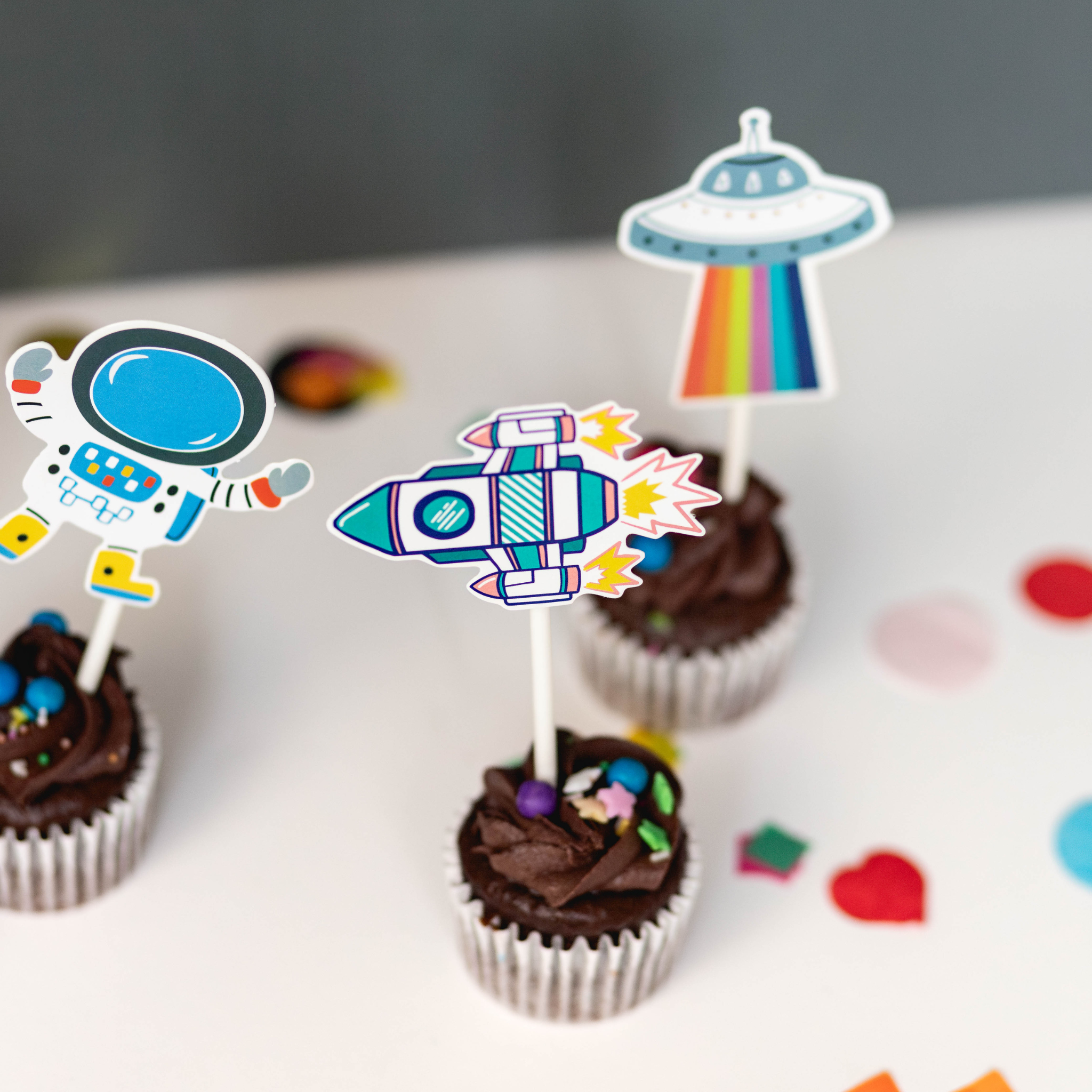 Space Themed Cake Topper Mix (set of 24)