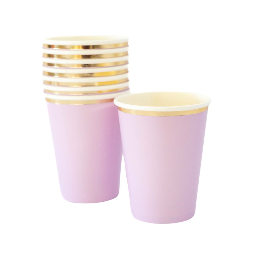 Pastel Purple Cups with Gold Detail (set of 8)