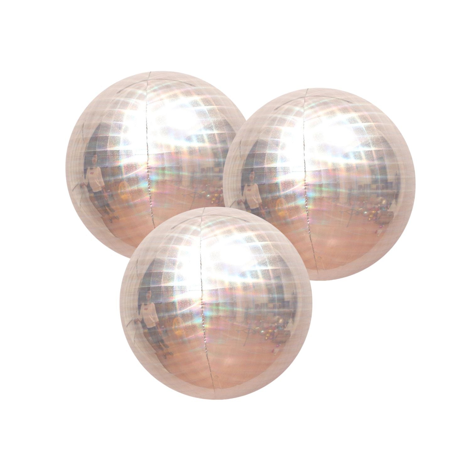 Disco Ball 4D Foil Balloon, Silver (set of 3)