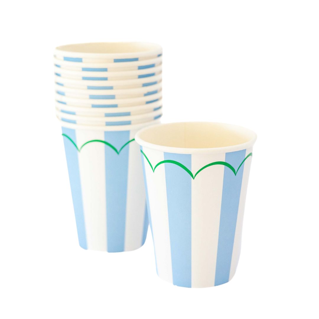 Blue Striped Cups (set of 8)