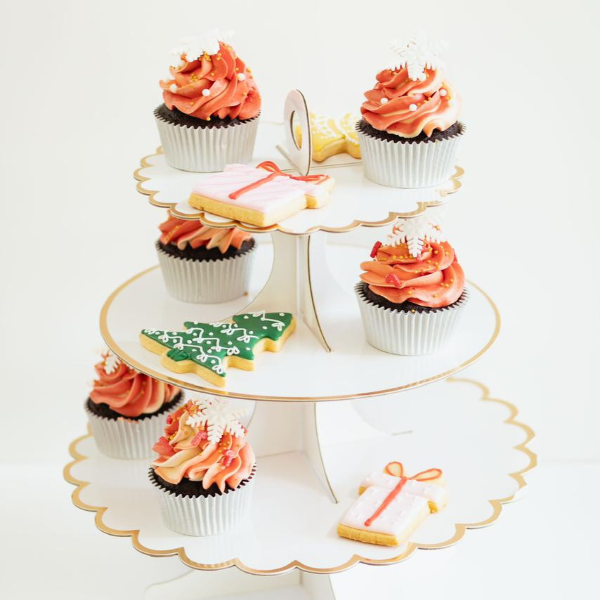 3 Tier Paper Cupcake Stand, White