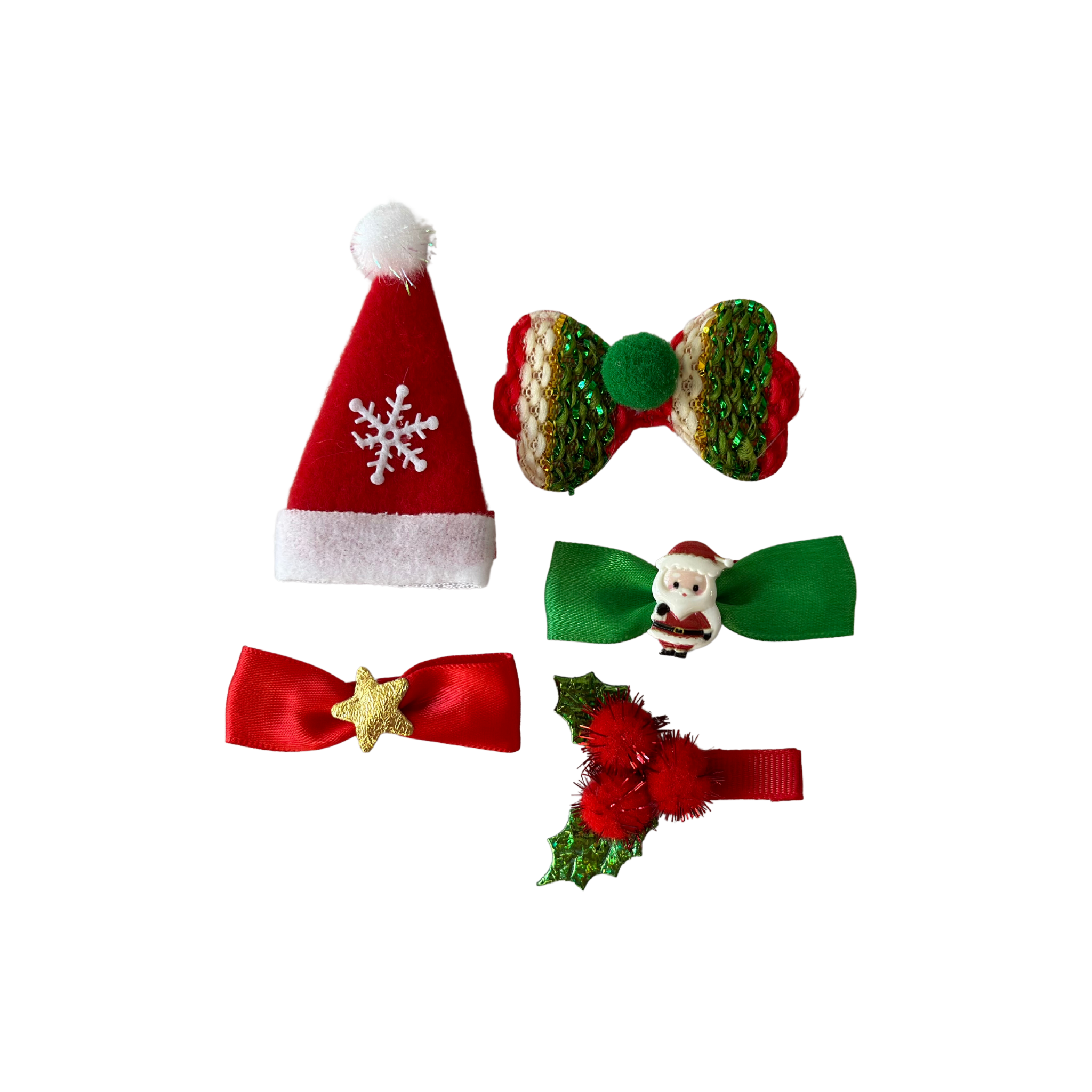 Christmas Hair Accessories, Santa (set of 5)