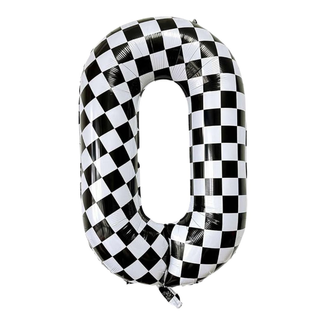 Checkered Number 1 Foil Balloon, Black & White