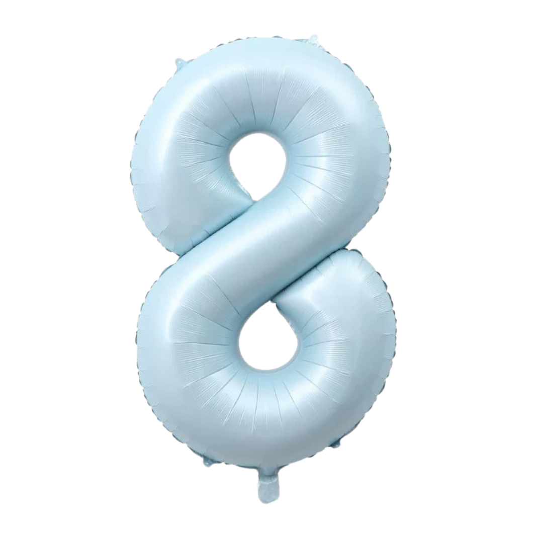 Large Number 8 Foil Balloon, Matt Blue