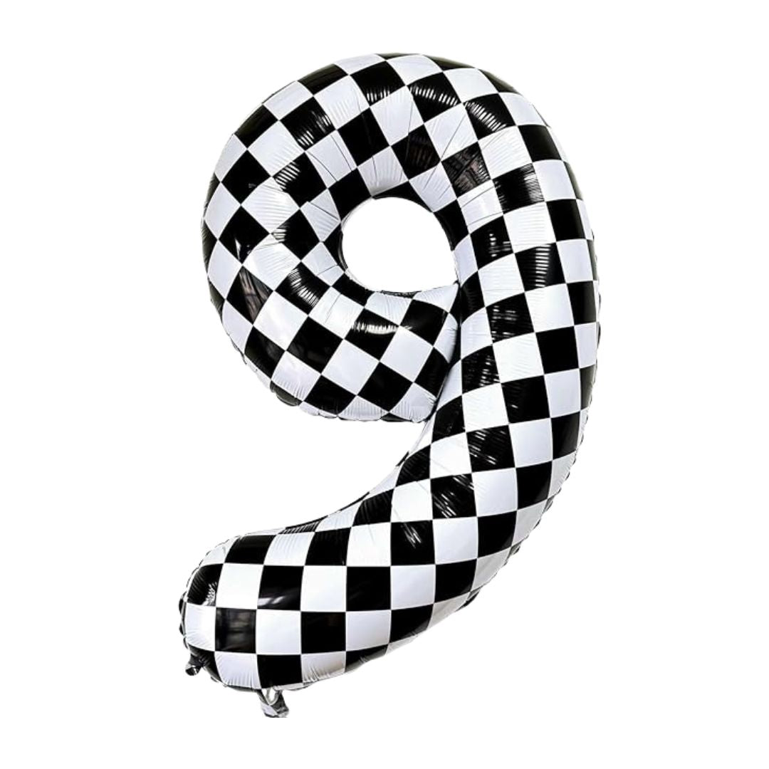 Checkered Number 1 Foil Balloon, Black & White