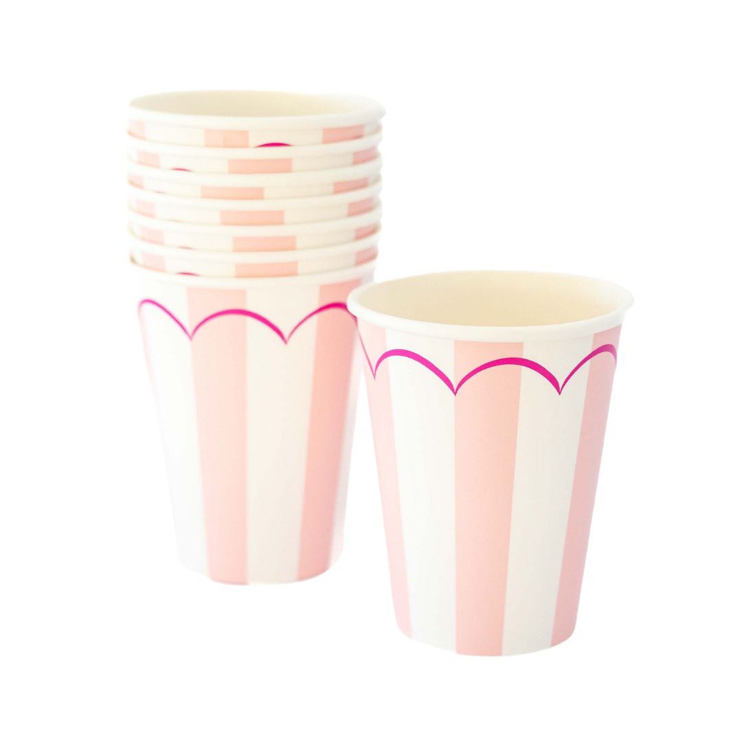 Pink Striped Cups (set of 8)