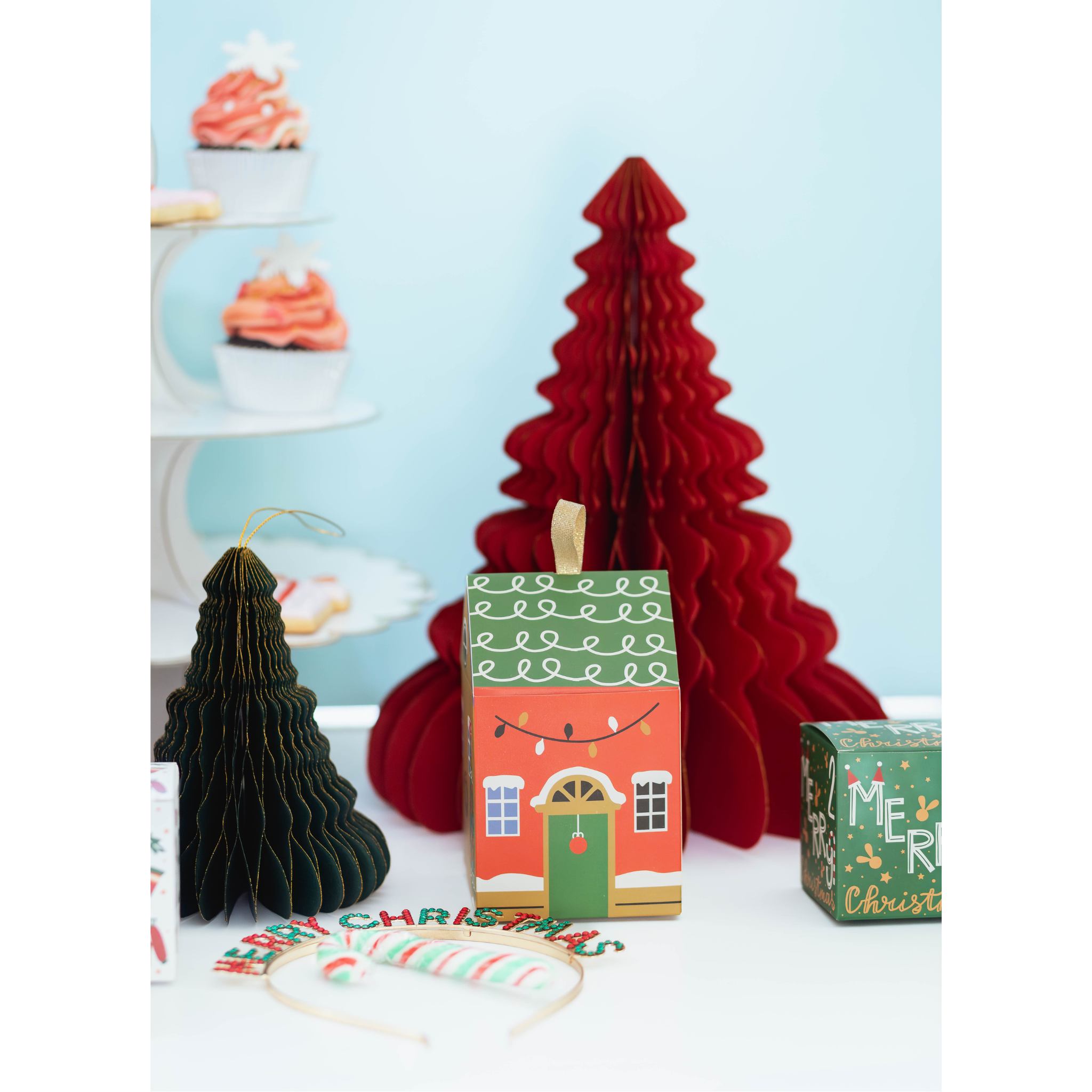 Christmas Tree Honeycomb Decor, Red