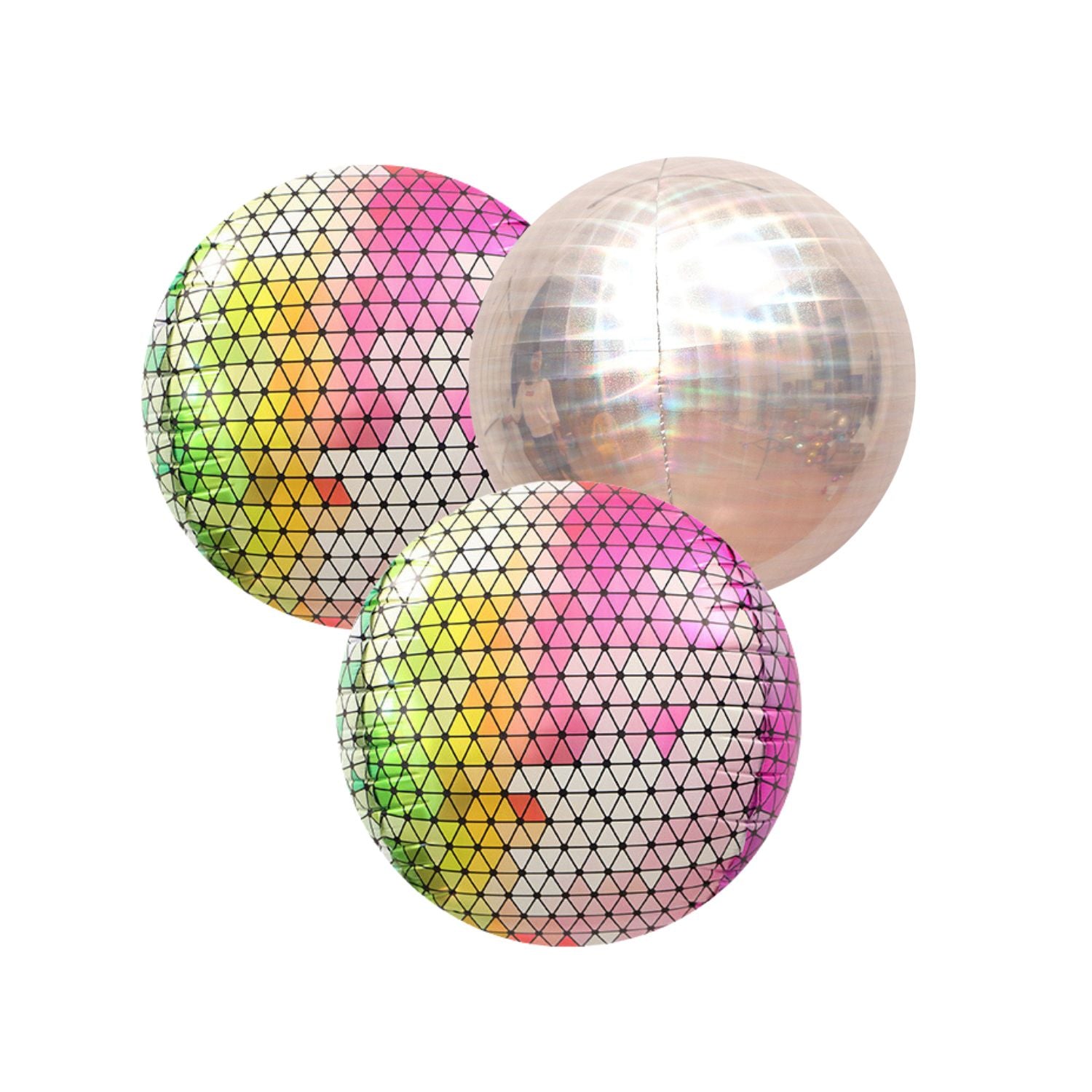 Disco Ball 4D Foil Balloon, Multi Coloured (set of 3)