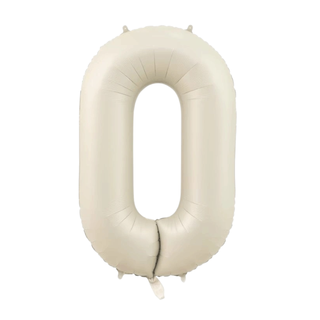 Large Number 0 Foil Balloon, Off White