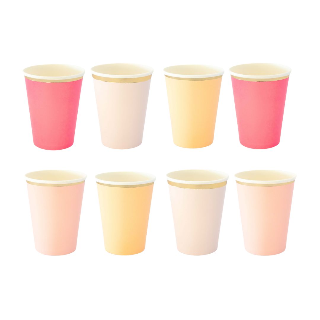 Mixed Pastel Cups, Pink & Peach (set of 8)