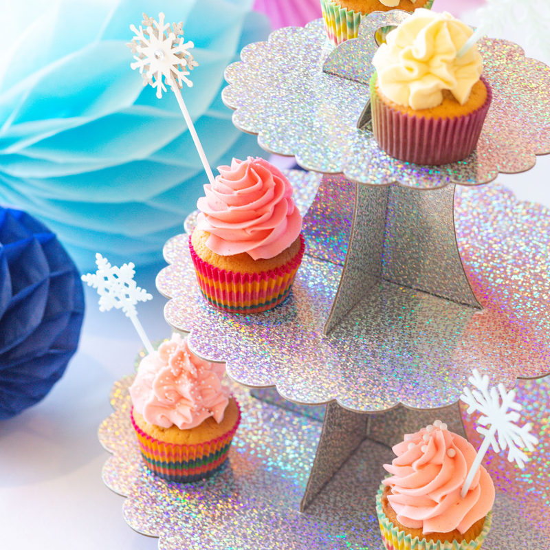 3 Tier Paper Cupcake Stand, Iridescent