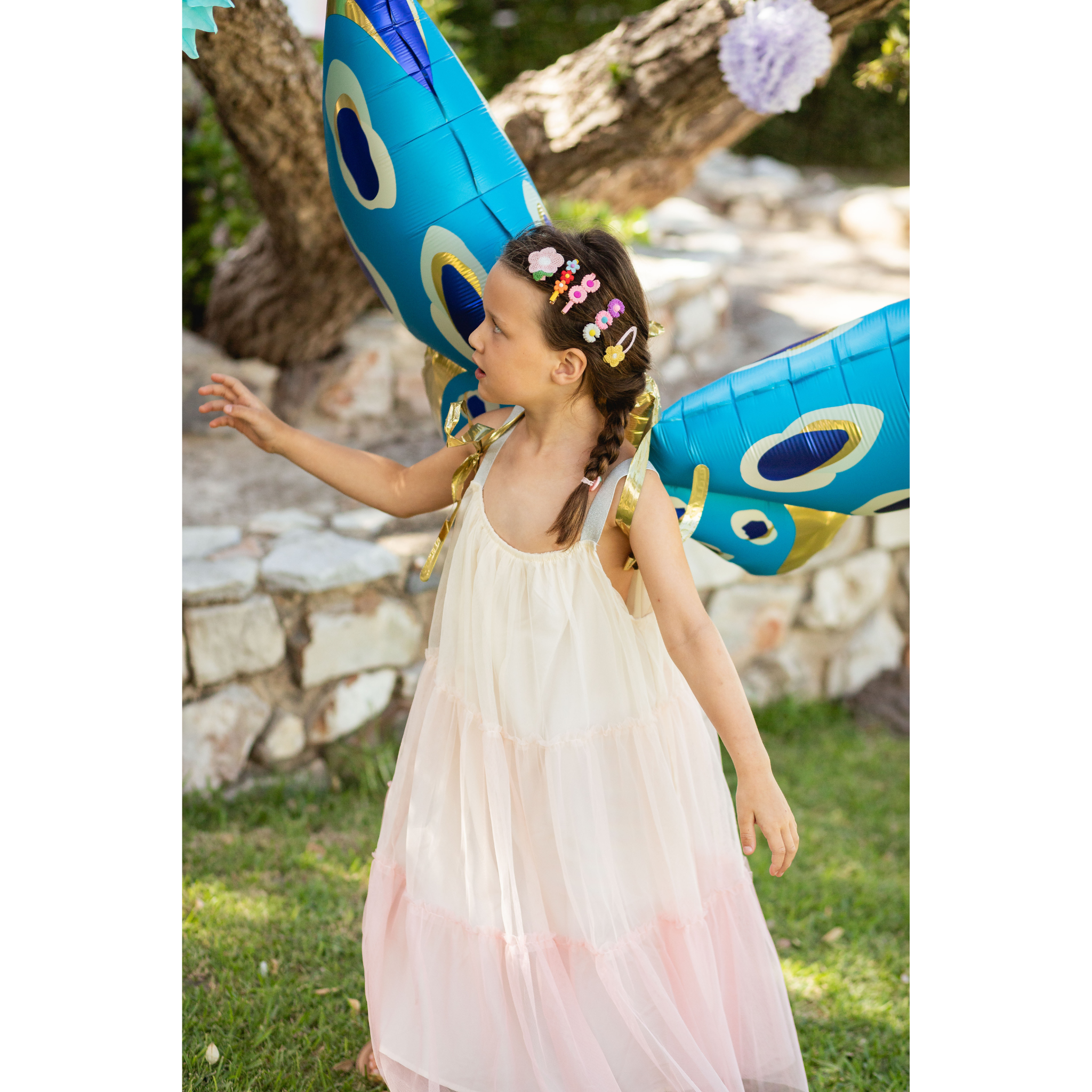 Jumbo Pink Butterfly Foil Balloon Wings, Blue