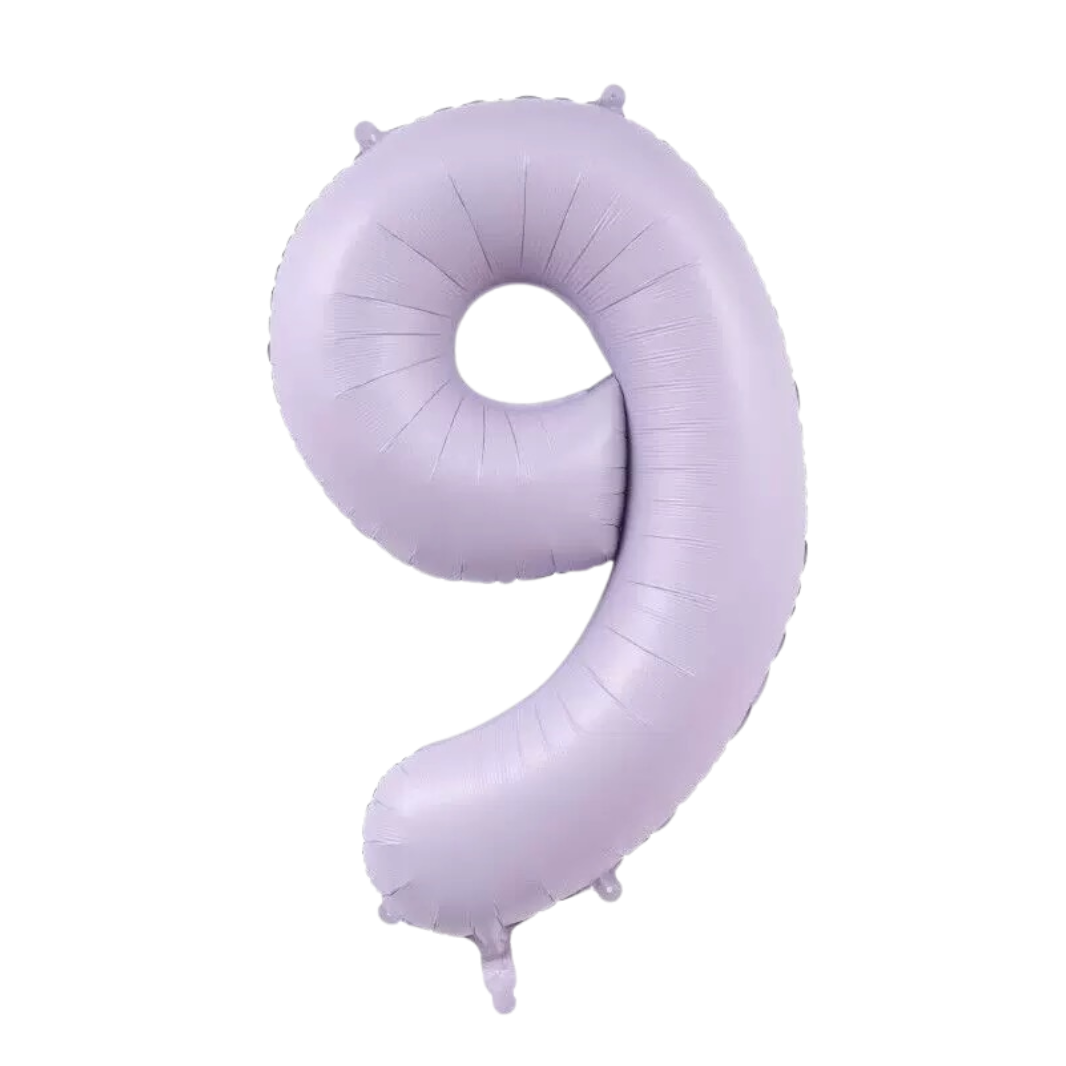 Large Number 9 Foil Balloon, Matt Purple