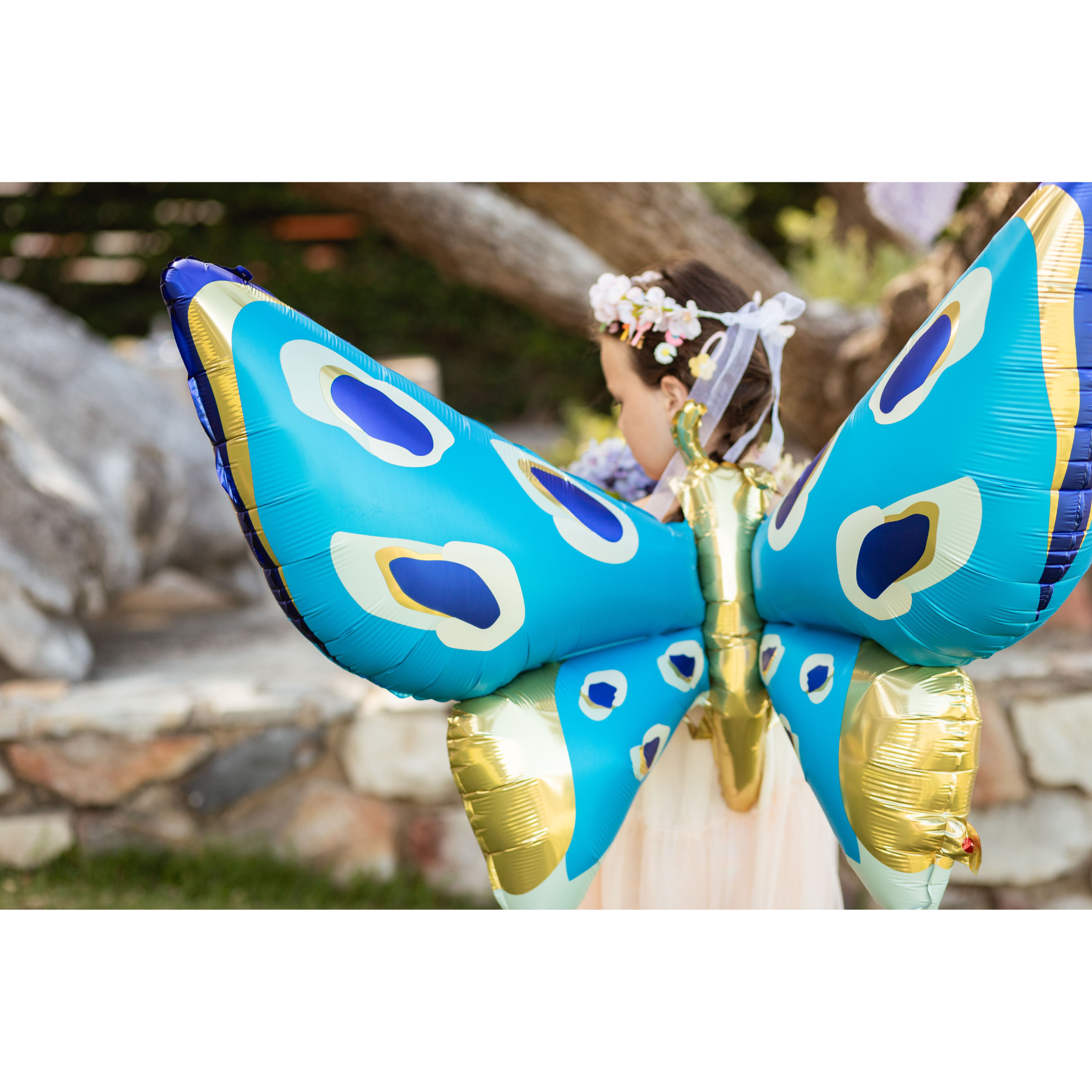 Jumbo Pink Butterfly Foil Balloon Wings, Blue