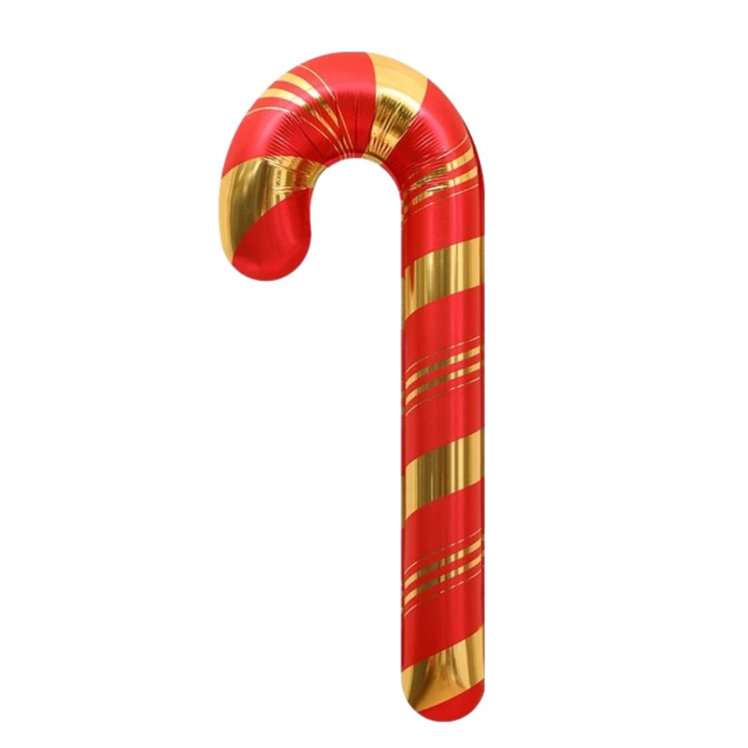 Extra Large Candy Cane Foil Balloon, Red & Gold