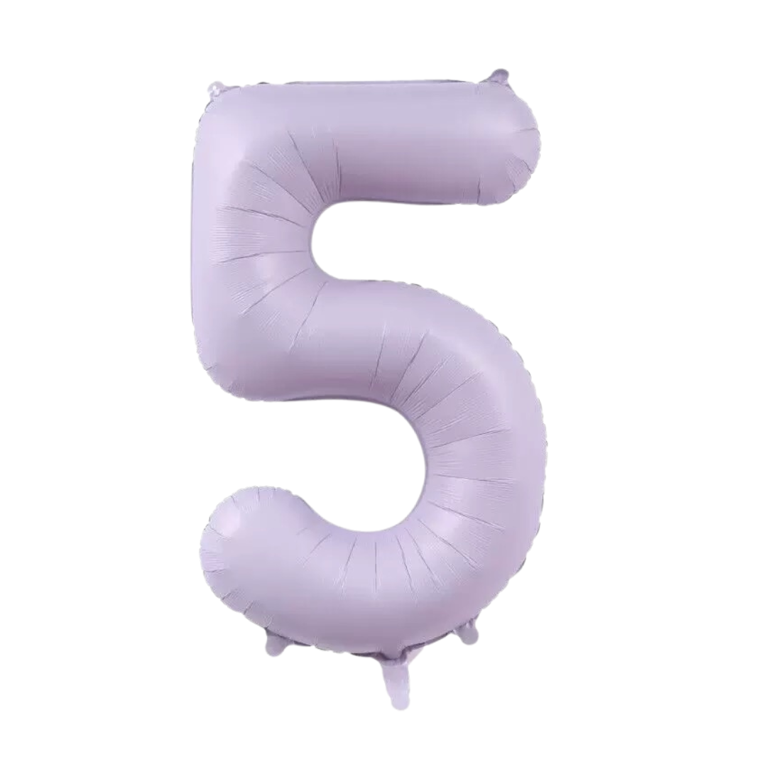 Large Number 5 Foil Balloon, Matt Purple