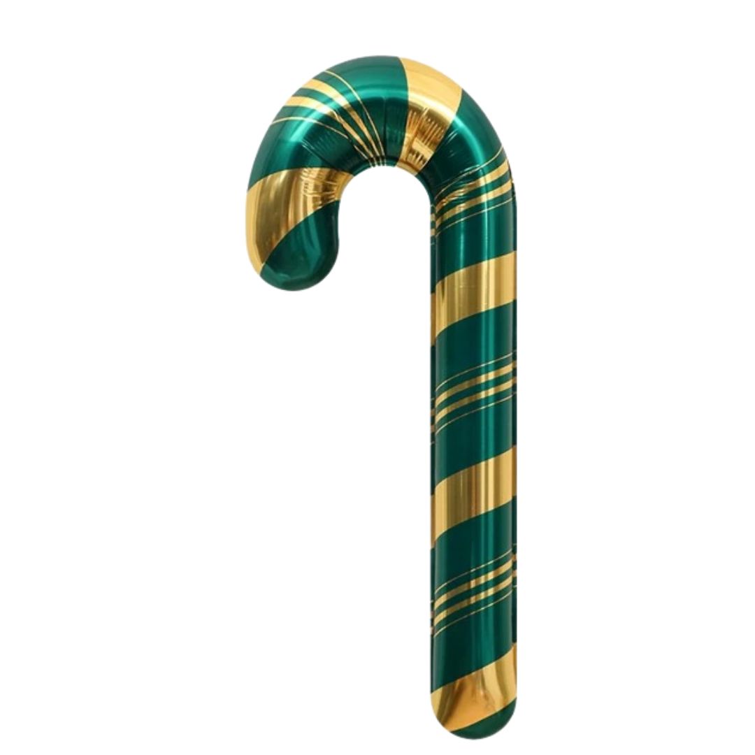 Extra Large Candy Cane Foil Balloon, Green & Gold