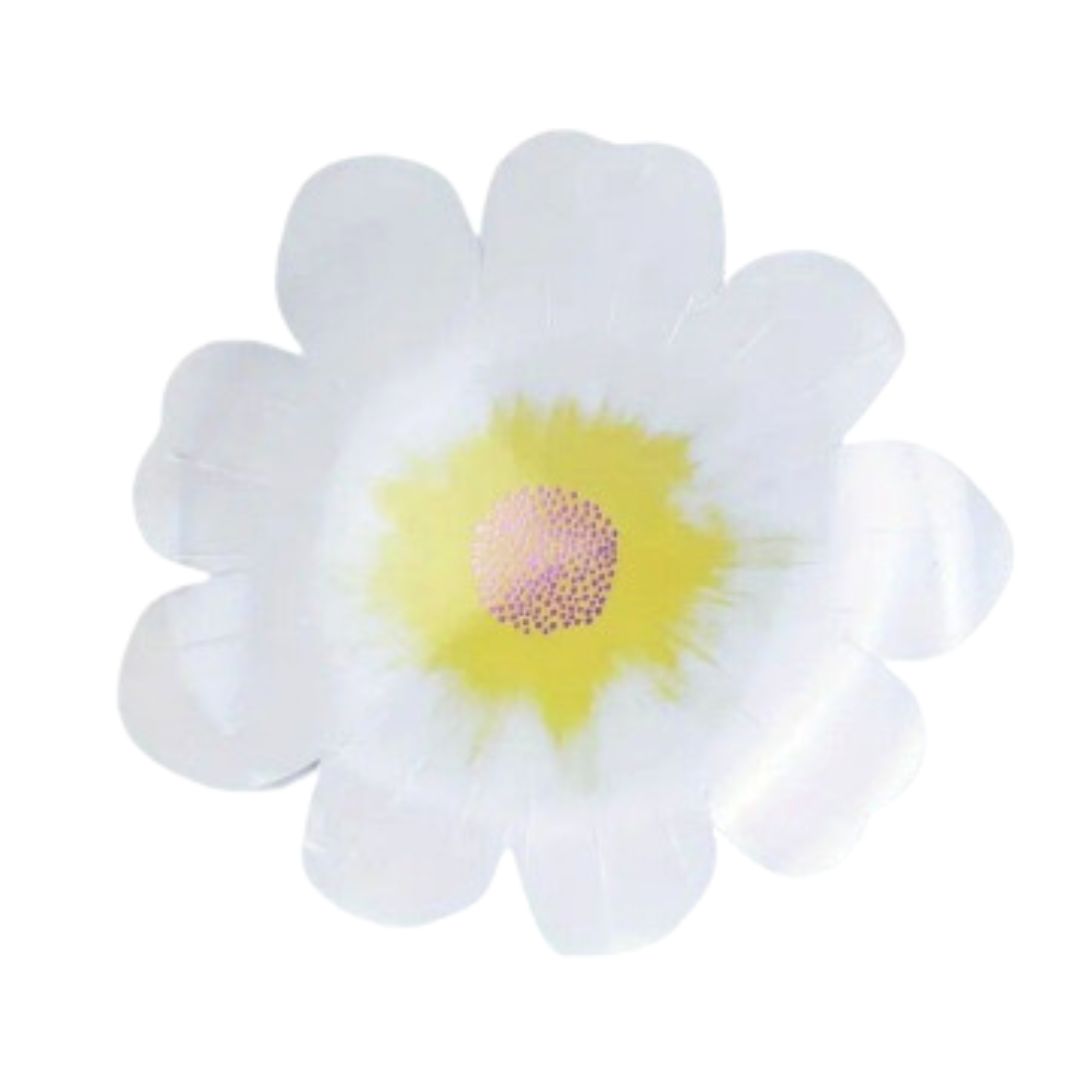 Large Floral Plates, White (set of 8)