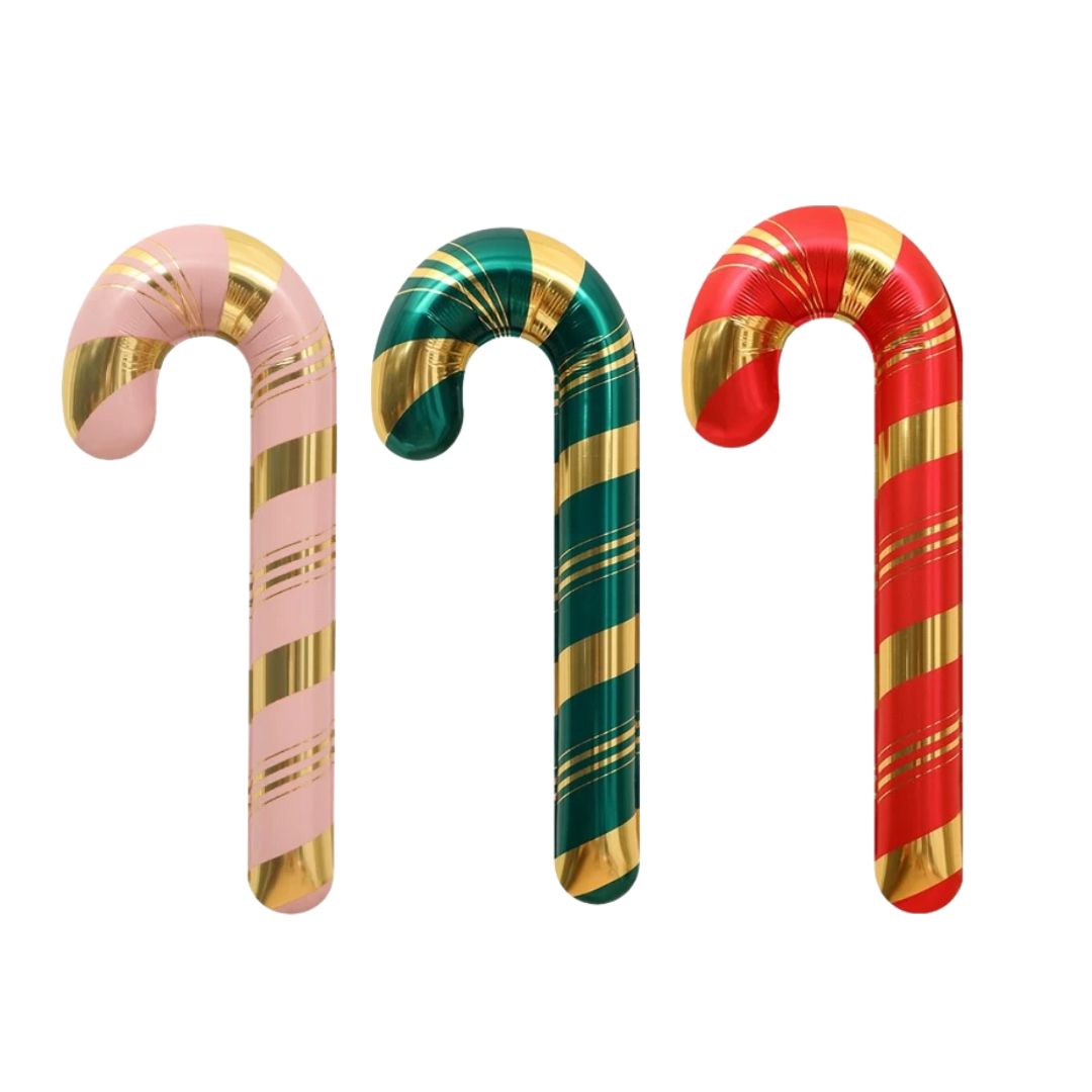 Extra Large Candy Cane Foil Balloon, Red & Gold