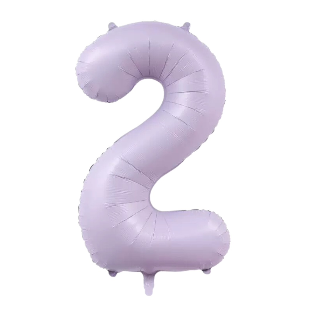 Large Number 2 Foil Balloon, Matt Purple