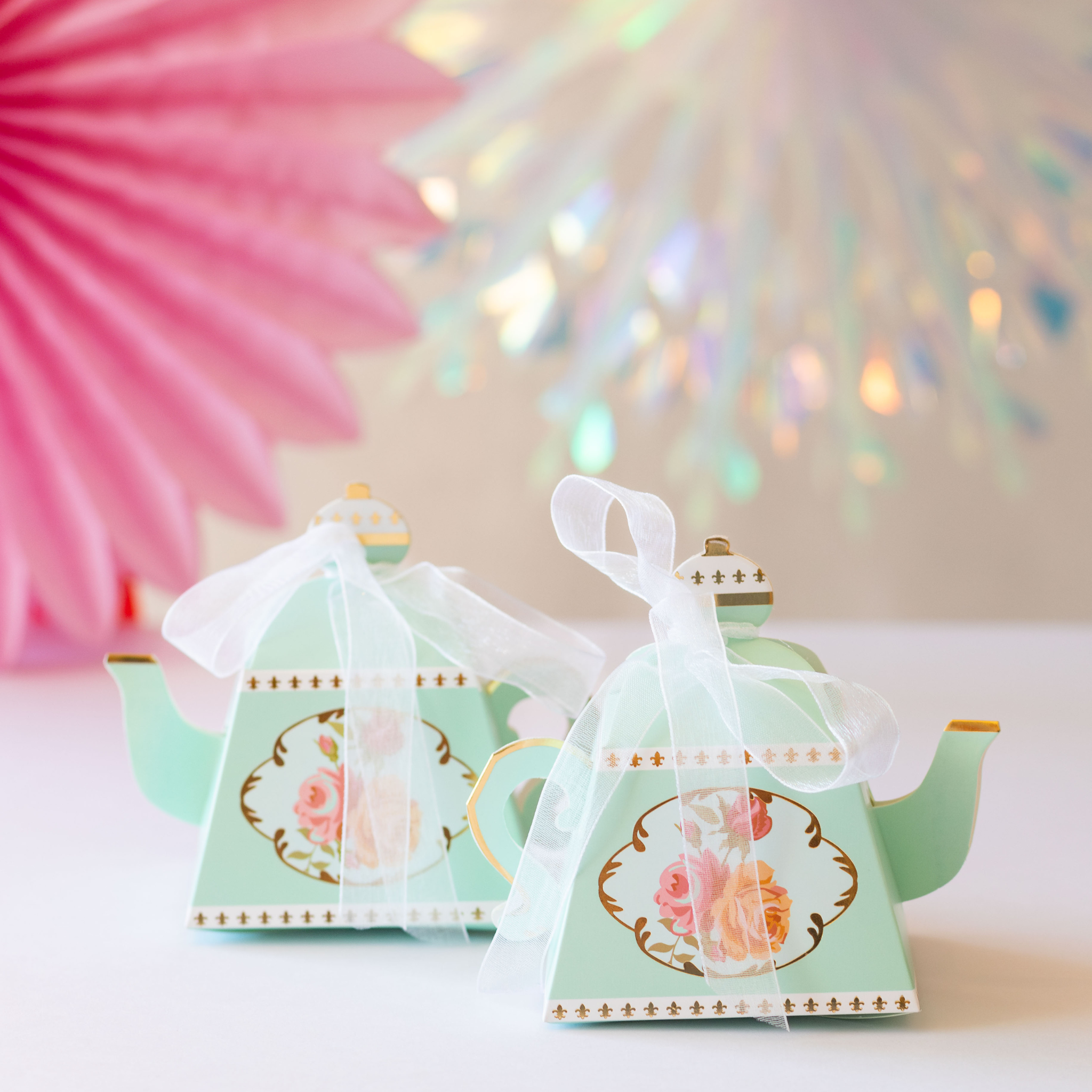 Petit Teapot Shaped Favour Boxes, Blue (set of 4)