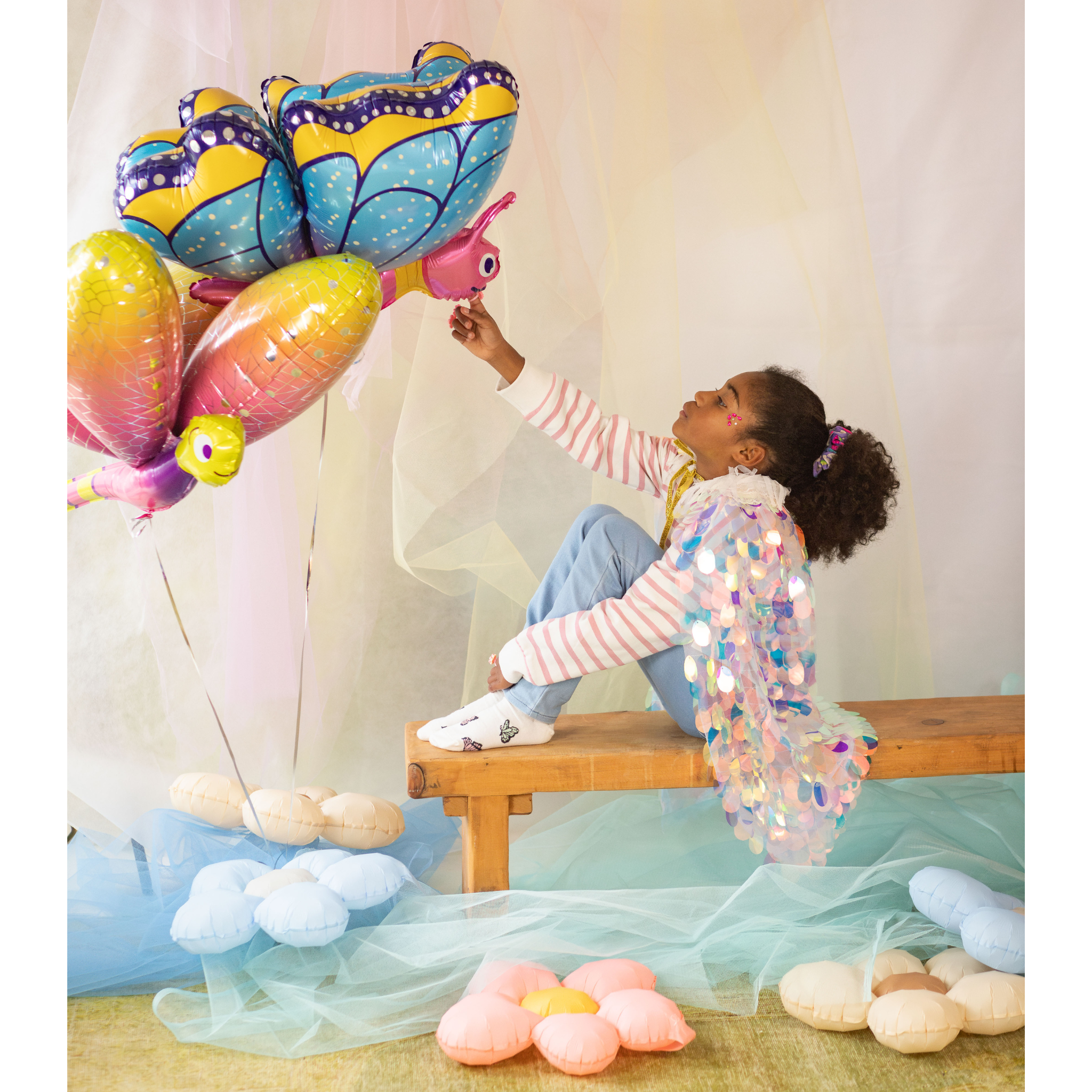 4D Butterfly Foil Balloon, Blue