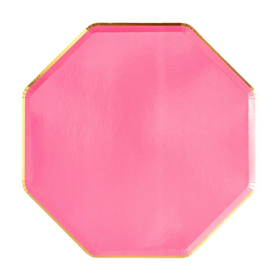 Mixed Pastel Octagonal Plates, Pink & Peach (set of 8 )