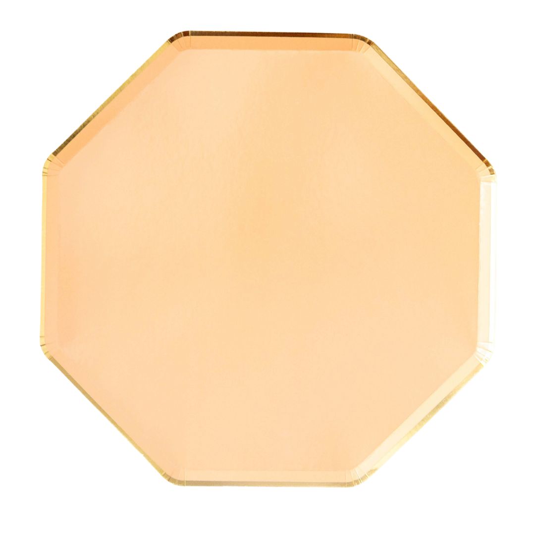 Mixed Pastel Octagonal Plates, Pink & Peach (set of 8 )