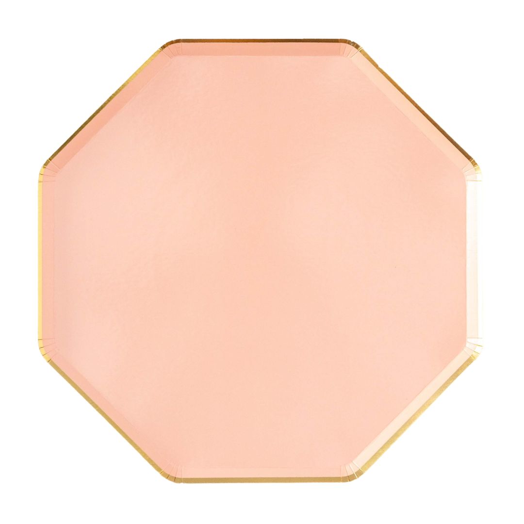 Mixed Pastel Octagonal Plates, Pink & Peach (set of 8 )