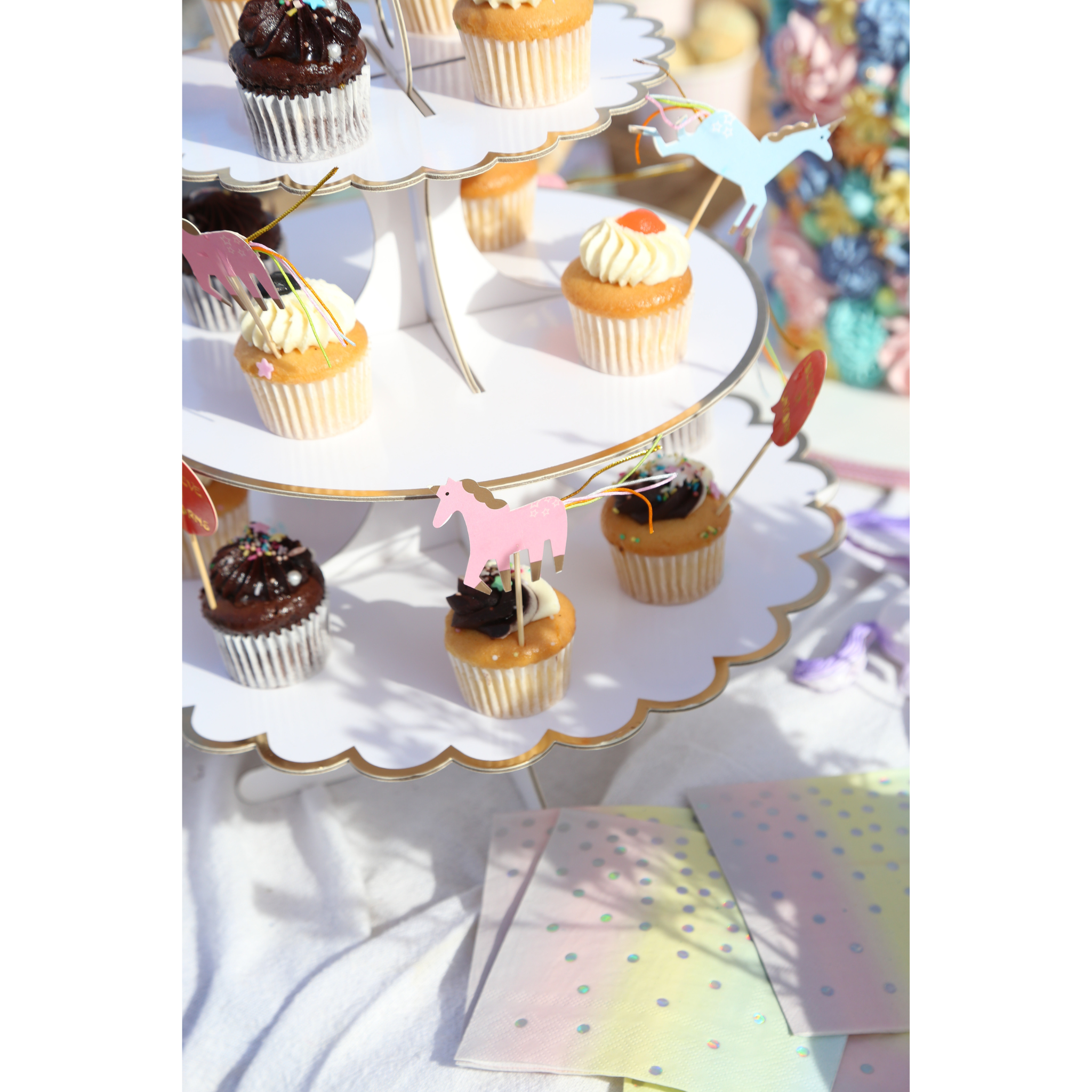 3 Tier Paper Cupcake Stand, White