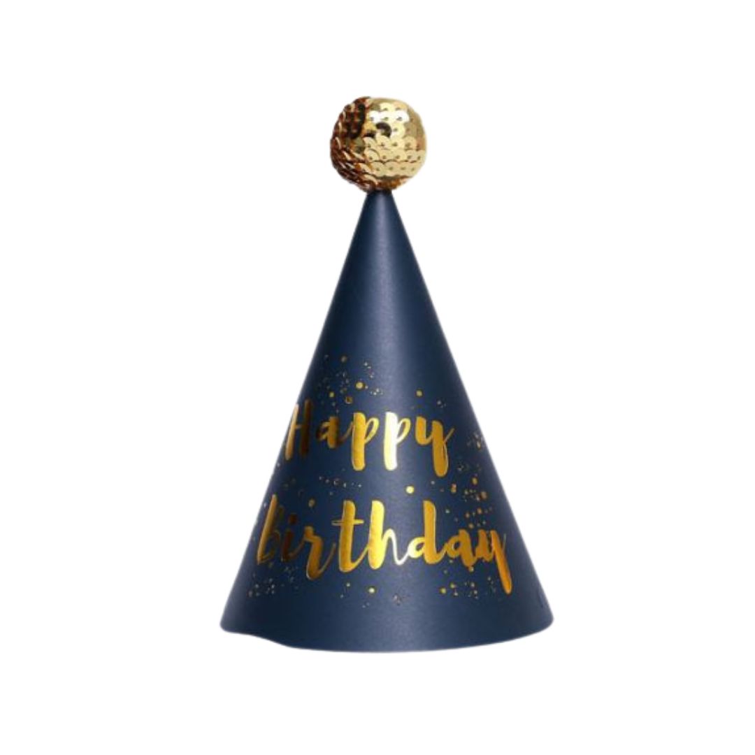 Party Hat Assorted, Blue & Gold (set of 3)