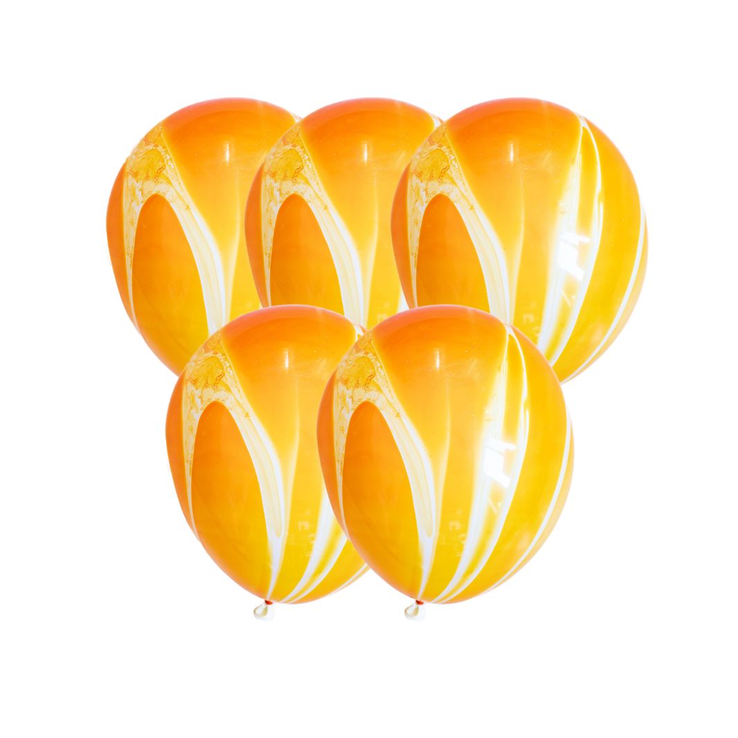 Marble Print Latex Balloon, Orange (set of 5)