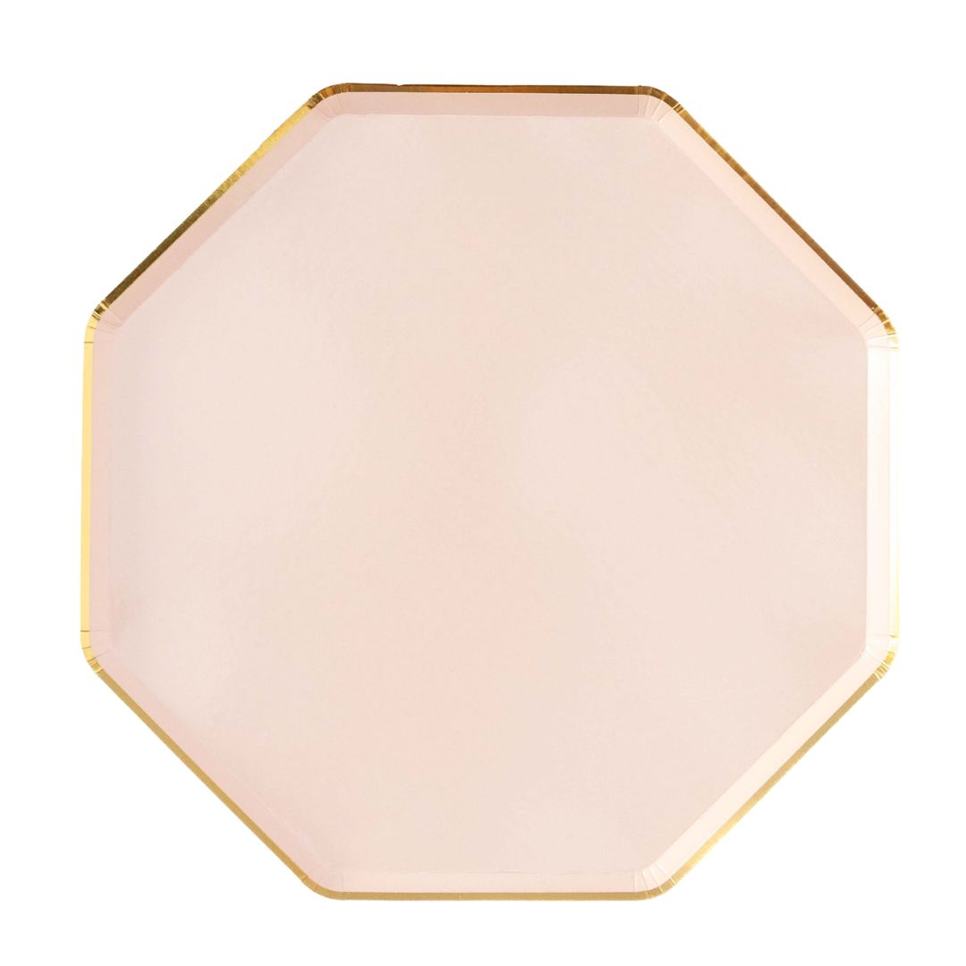 Mixed Pastel Octagonal Plates, Pink & Peach (set of 8 )