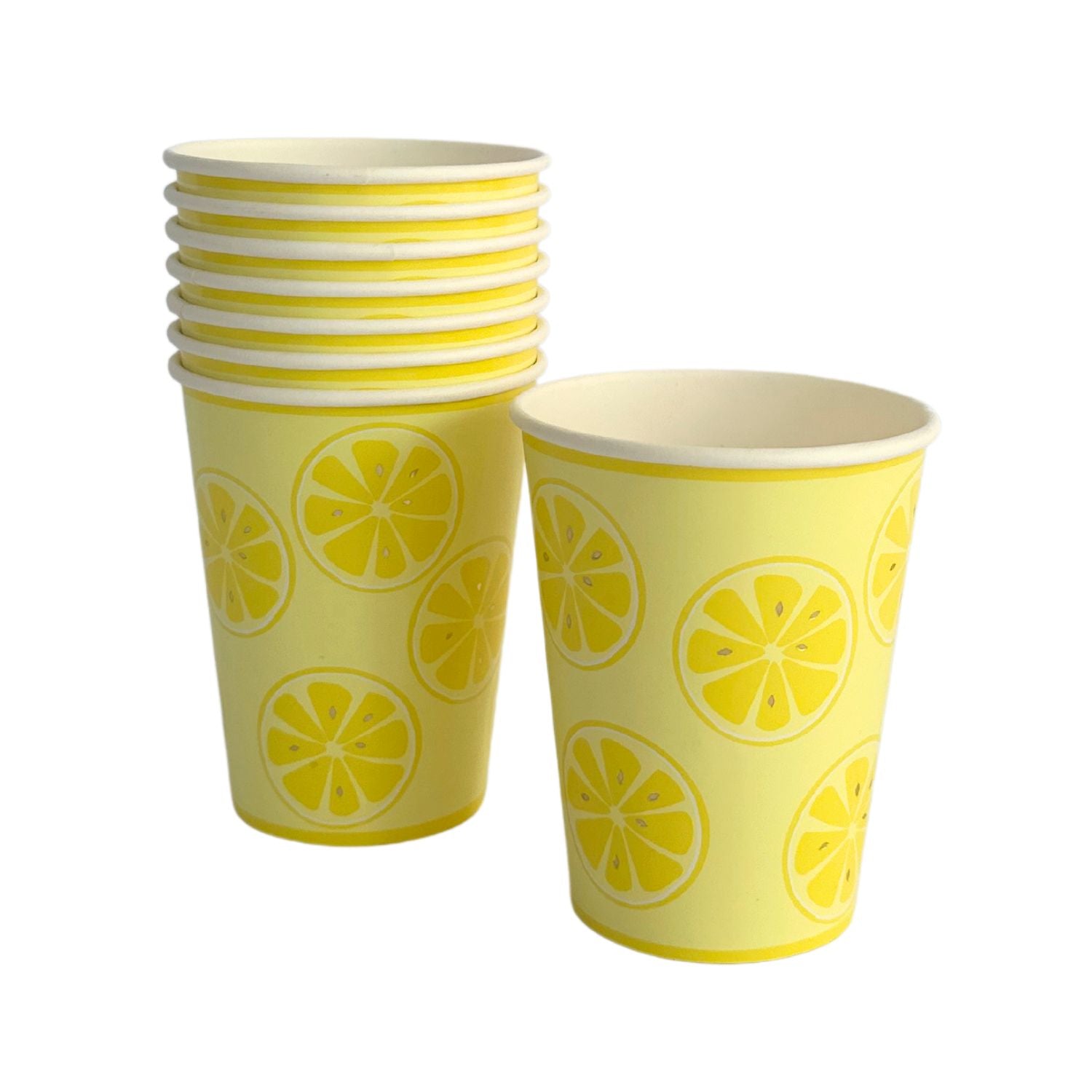 Fruity Lemon Themed Cups, Yellow (set of 8)