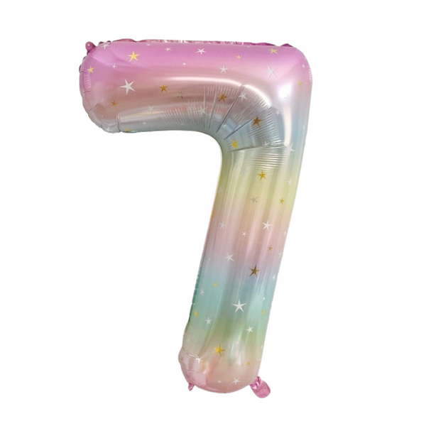 Large Number 7 Foil Balloon, Rainbow