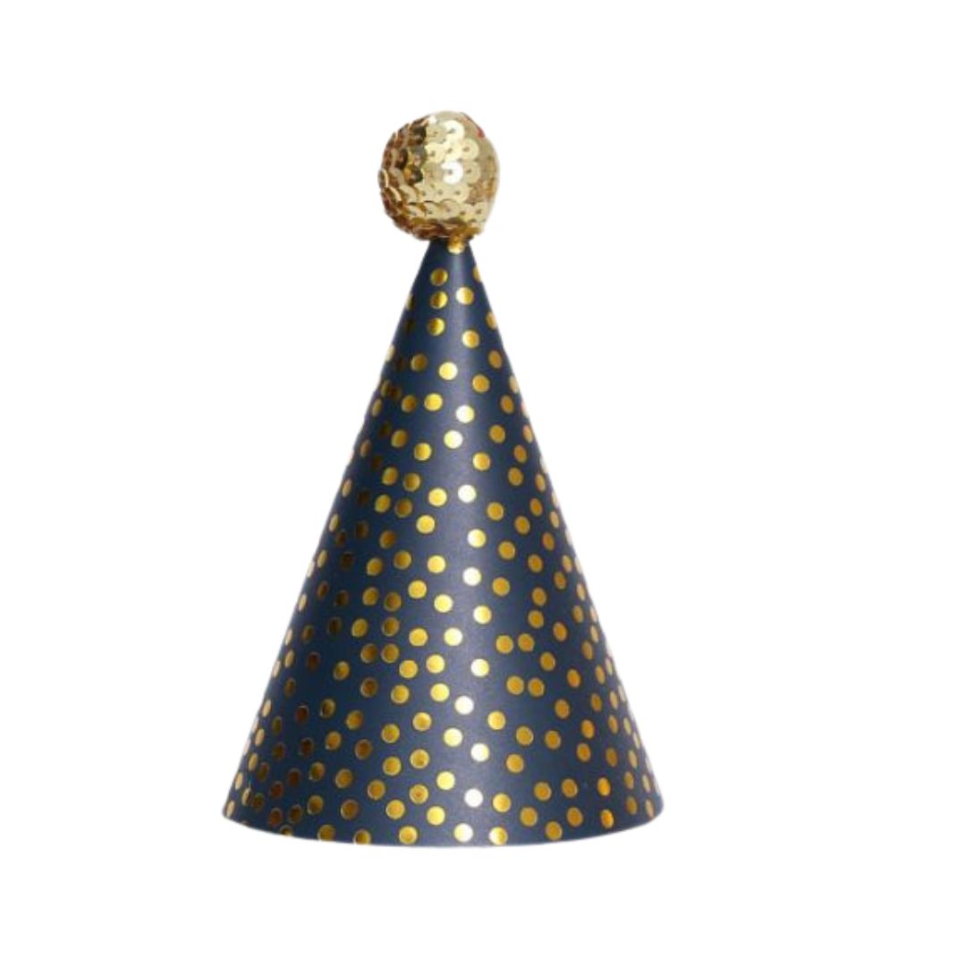 Party Hat Assorted, Blue & Gold (set of 3)