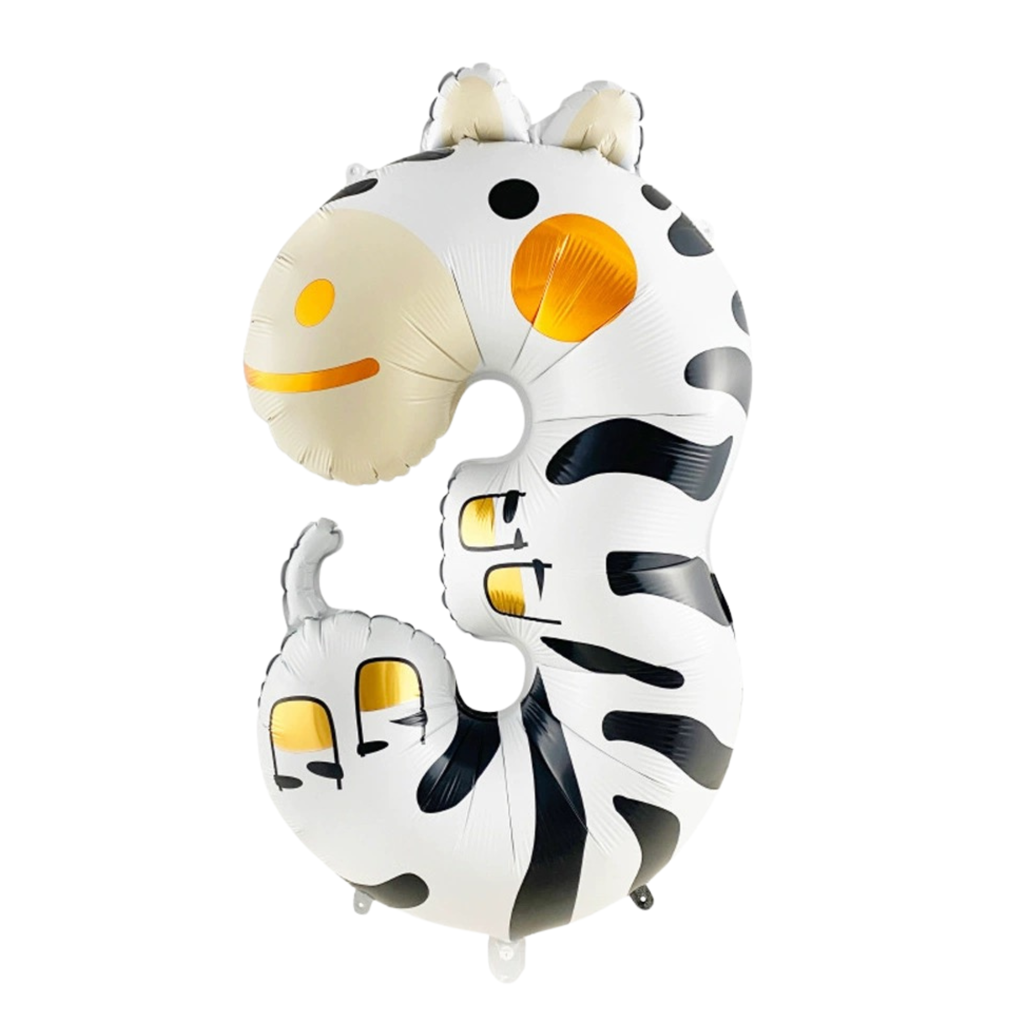 Large Number 3 Foil Balloon, Zebra