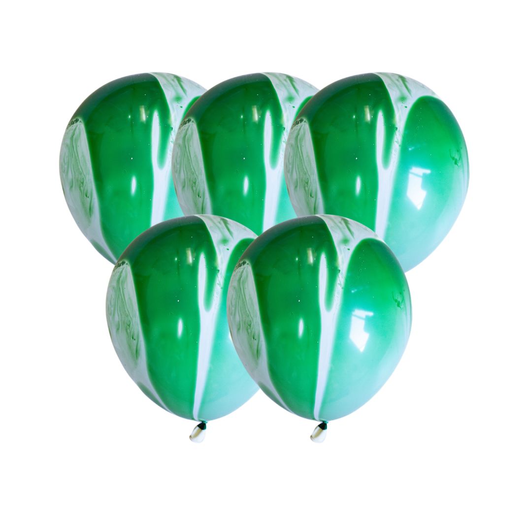 Marble Print Latex Balloon, Green (set of 5)