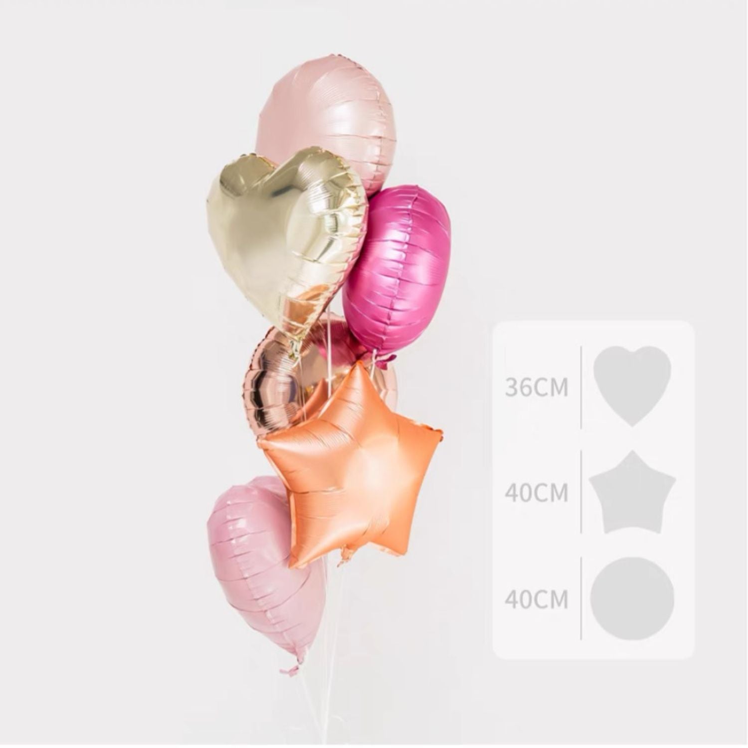 Magical Heart Shaped Foil Balloon Bouquet (set of 6)