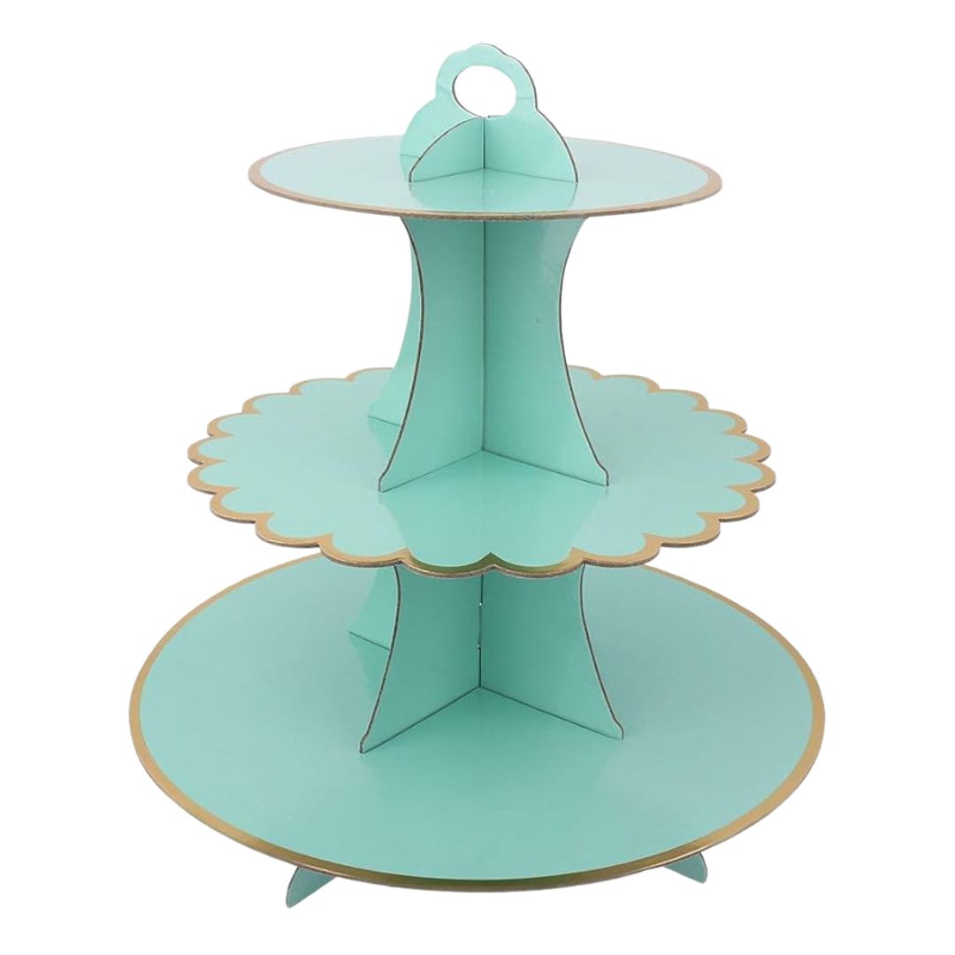 3 Tier Paper Cupcake Stand, Turquoise